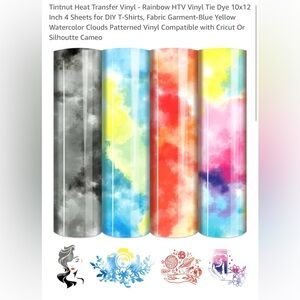Rainbow Tie Dye Heat Transfer Vinyl Sheets